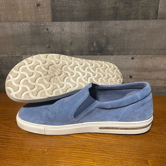 Birkenstock Slip-On Suede Leather Sneakers in Denim Blue Ladies 10/Mens 8