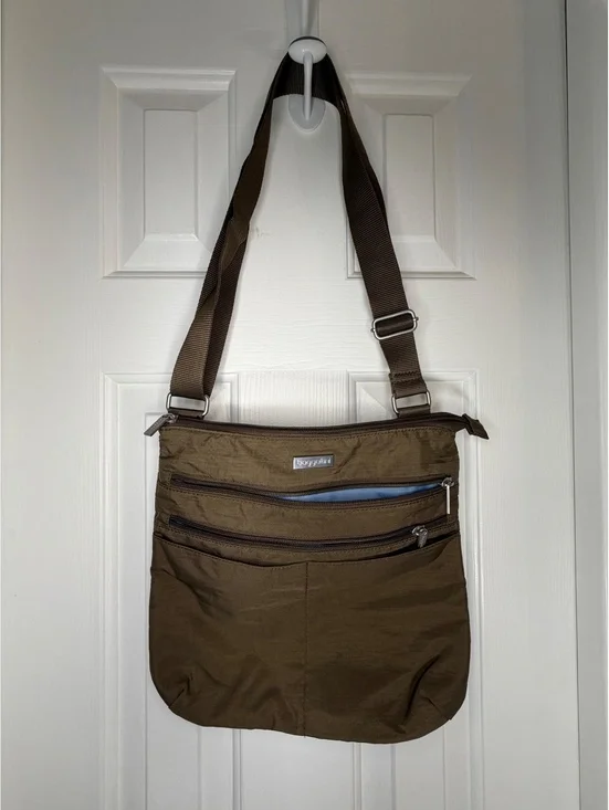 Baggallini Brown Crossbody – Lightweight Nylon, Adjustable Strap, Travel Purse
