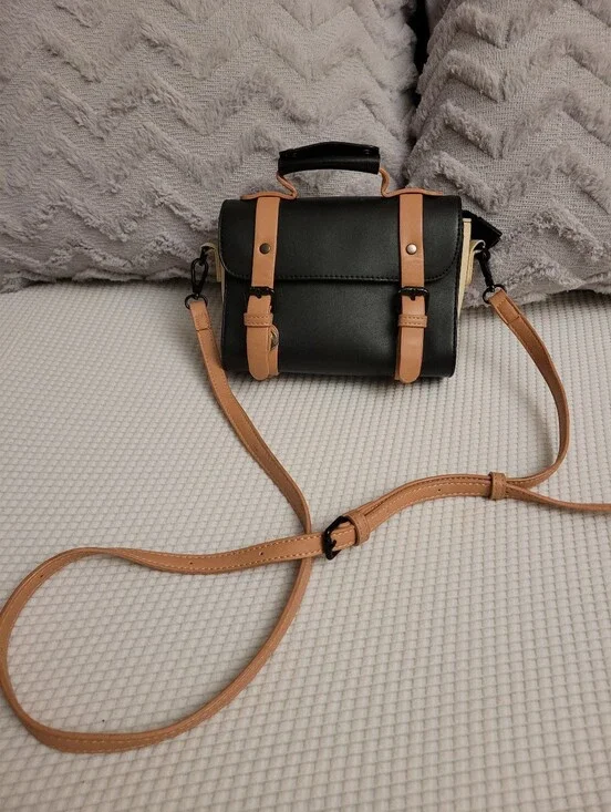 Pixie Mood Classic Black and Tan Crossbody Satchel - 8