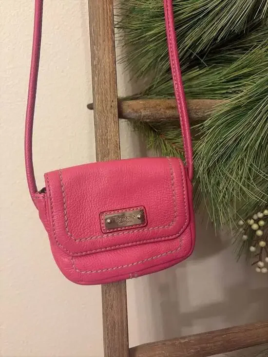 Tignanello Pebbled Leather Mini Flap Crossbody Bag in Pink