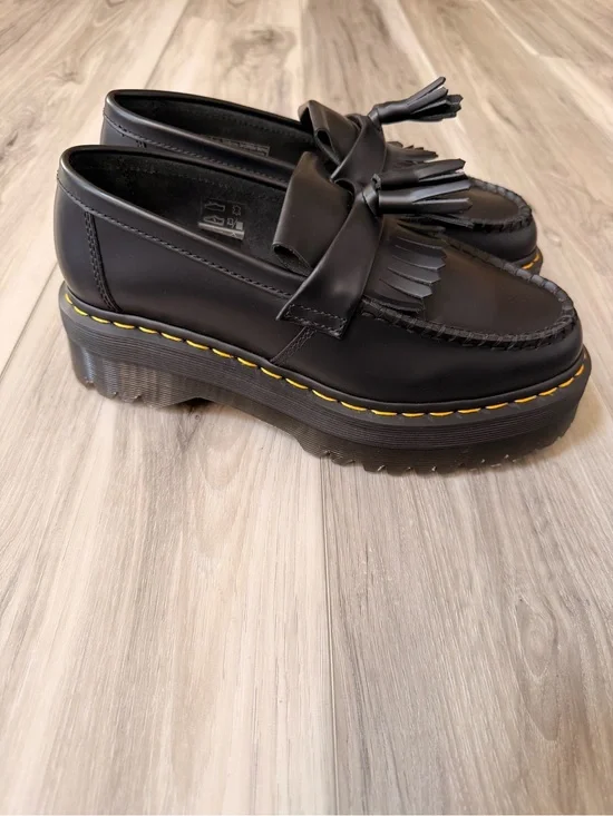 Dr. Martens Adrian Quad Tassel Platform Loafers Black Leather Men’s 8 EU 41