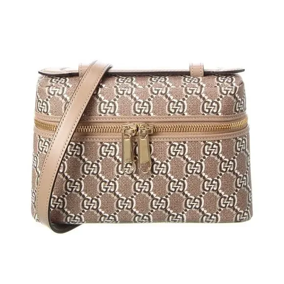 Gucci Super Mini Crossbody Bag GG Shadow Taupe Brown Supreme Vanity
