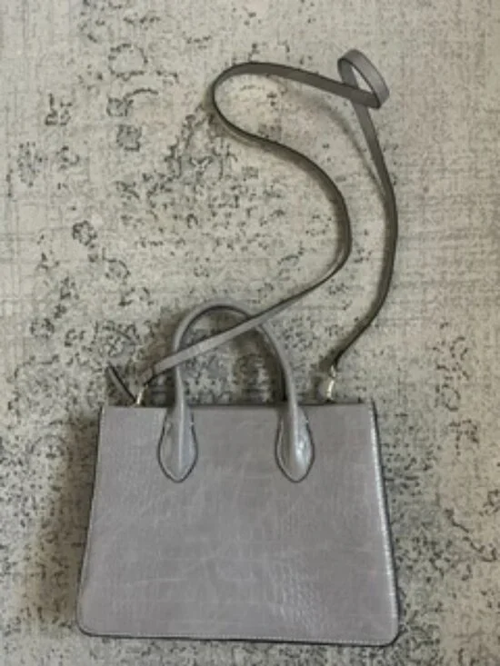 🧡3/$15 H&M Structured Faux-Leather Gray Crossbody Bag