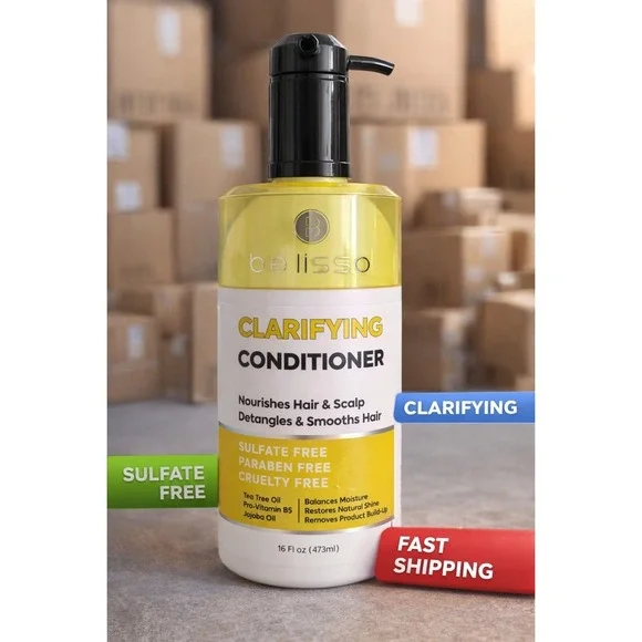 Bellisso Clarifying Hair Conditioner 16oz Sulfate Free Detox Oily Scalp Care NEW