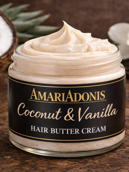 AmariAdonis Whipped Coconut & Vanilla Hair Butter Cream 6oz