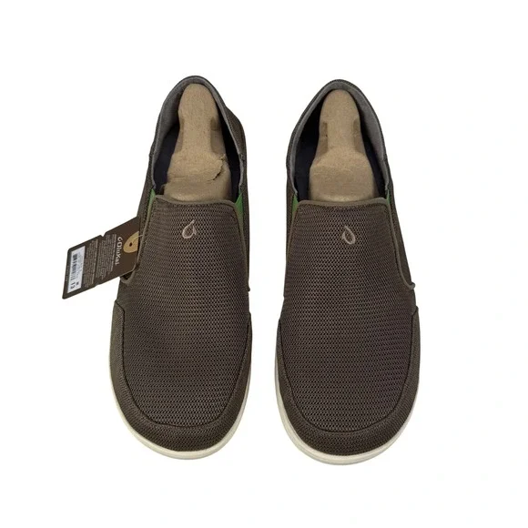 OluKai Nohea Mesh Slip On Shoes Mens 13 Mustang Lime Peel Comfort Casual Brown