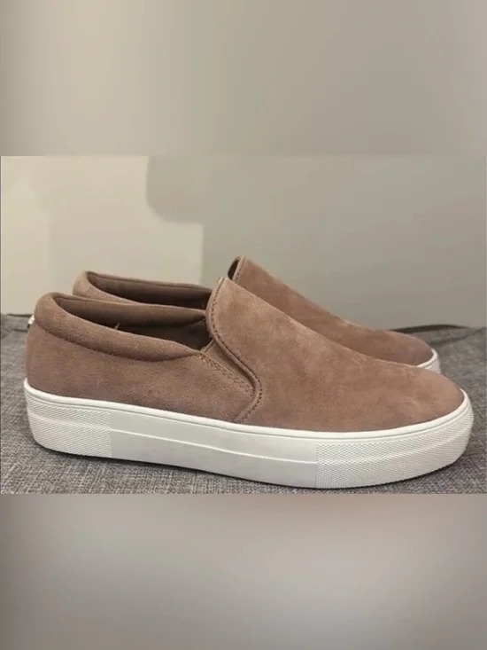 Steve Madden Men's Slip-On Suede Loafers in Taupe and White