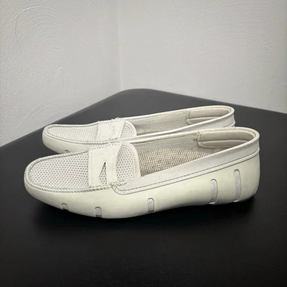 Swims Unisex Penny Loafers White Slip On Mesh Size 38 Women's‎ 7.5 Men's 5.5