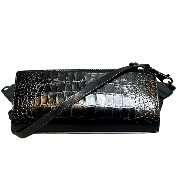 Alexander Wang Convertible Black Croc Embossed Pelican Bag Matte Black Hardware