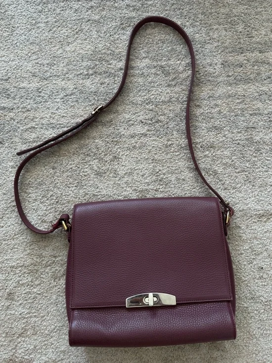 Cuyana Burgundy Leather Crossbody Bag