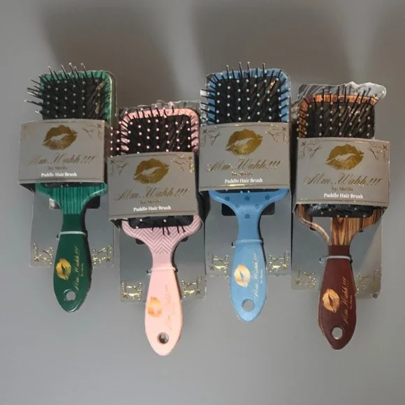 Mm..Wahh!!! By Sheila Paddle Hair Brush Blue, Brown, Pink & Green (Set Of 4).