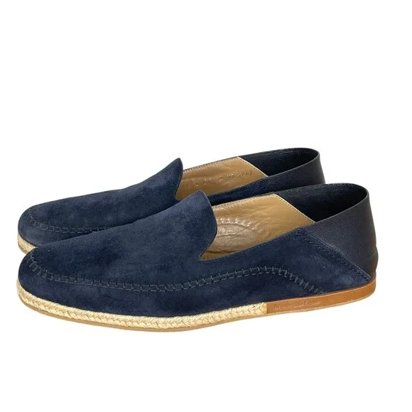 Ermenegildo Zegna Navy Blue Suede Leather Espadrille Loafers Mens 9 Quiet Luxury