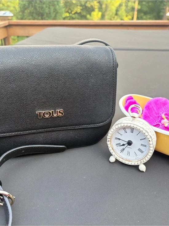 TOUS Black Womens Textured Crossbody Shoulder Bag