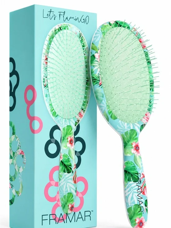 Framar Let’s FlaminGO Detangling Hair Brush Tropical Floral NIB Wet & Dry