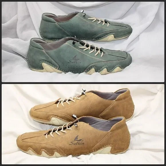 Salkin Beige OR Green Suede Leather Driving Shoes Men’s 13-14 Barefoot Style