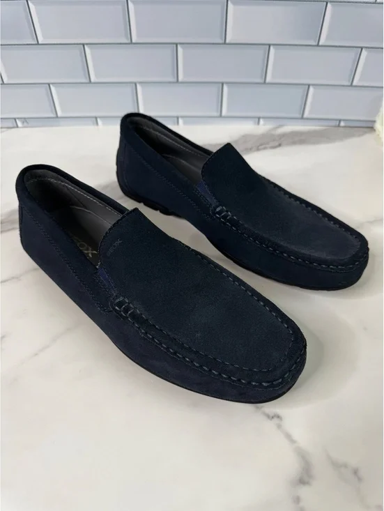 Geox Respira Men’s Navy Suede Driving Loafers Slip On Moc Toe US 11 New
