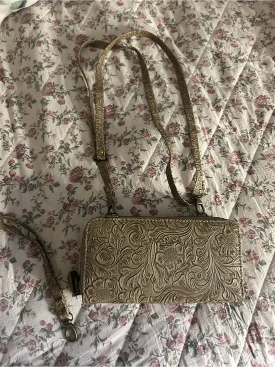 Embossed Gold Crossbody Wallet - Michael Kors Style