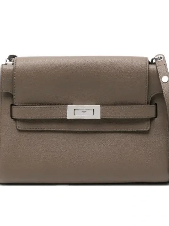 NEW Tory Burch TB Lee Radziwill Taupe Leather Crossbody Shoulder Bag purse