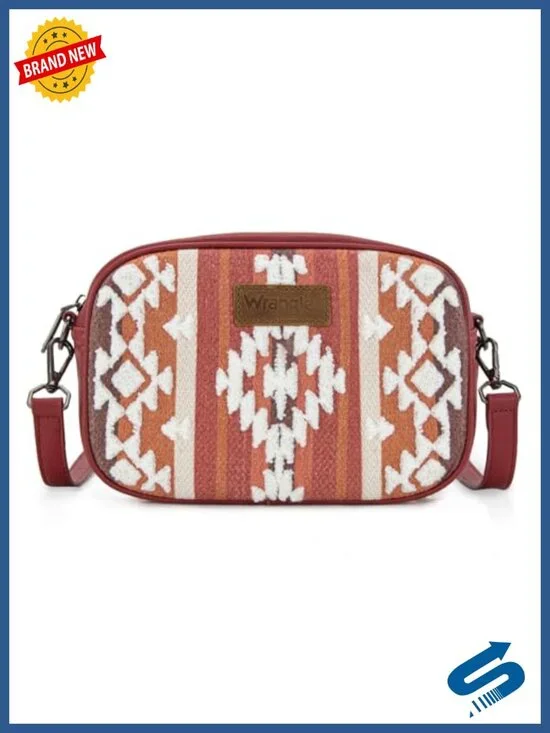 Aztec Canvas Crossbody Purse with Zippered Pocket