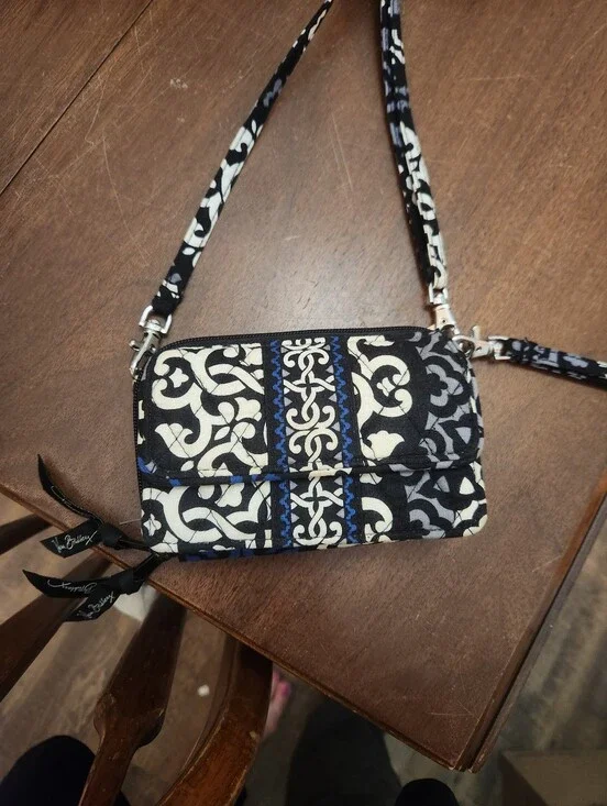 Vera Bradley All In One Retired Canterbury Cobalt Crossbody Wristlet Wallet