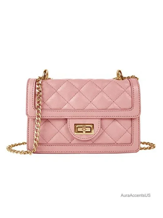 Small Quilted Crossbody Bag with Chain Strap Mini Shoulder Purse Vegan Leather