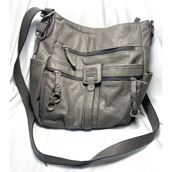 Rosetti Women’s Gray Faux Leather Rectangle Zipper Shoulder Bag Purse 12x11x5