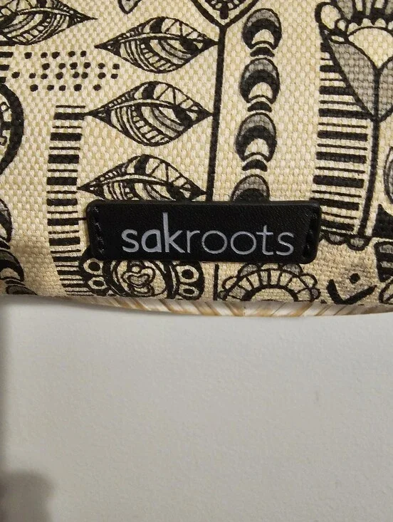 Sak Roots Canvas Crossbody Bag in Black and Cream