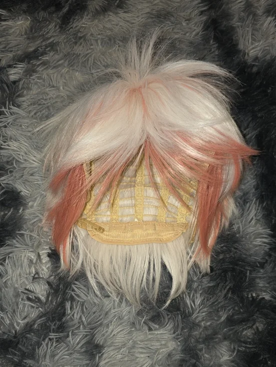 Two-Tone White and Pink Cosplay Wig