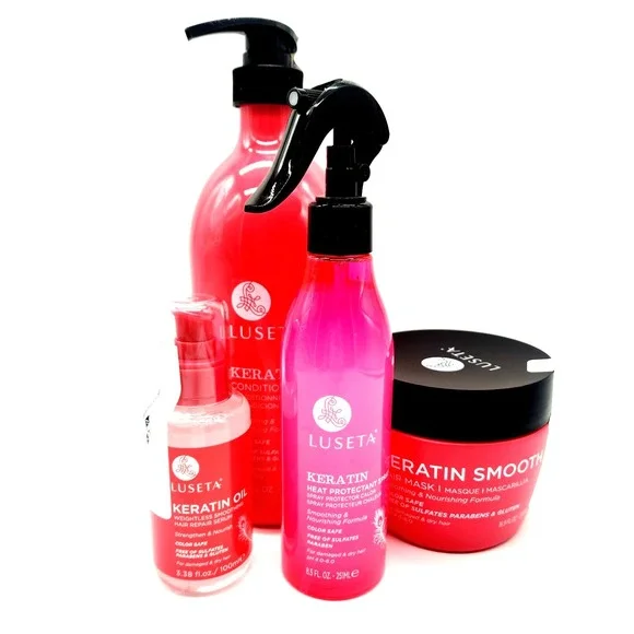 Luseta Keratin Hair Care 4-Pack Set Conditioner‎ Mask Heat Protectant & Serum