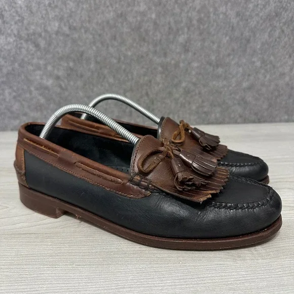 Cole‎ Haan Country Mens Sz 11 Leather Kiltie Tassel Loafers Black Brown Brazil
