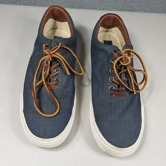 Polo Ralph Lauren Vaughn Shoes Mens Size 10 Chambray Herringbone Suede Casual