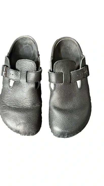 Birkenstock Boston Super Grip Black Leather Clogs Slip Resistant Mens 10