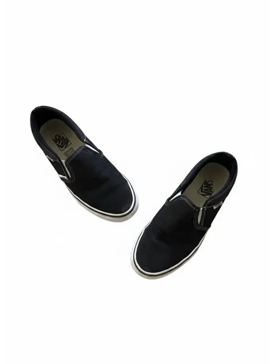 Vans Mens Classic Canvas Slip-On Sneakers Black Size 8 Minimalist Classic Beach