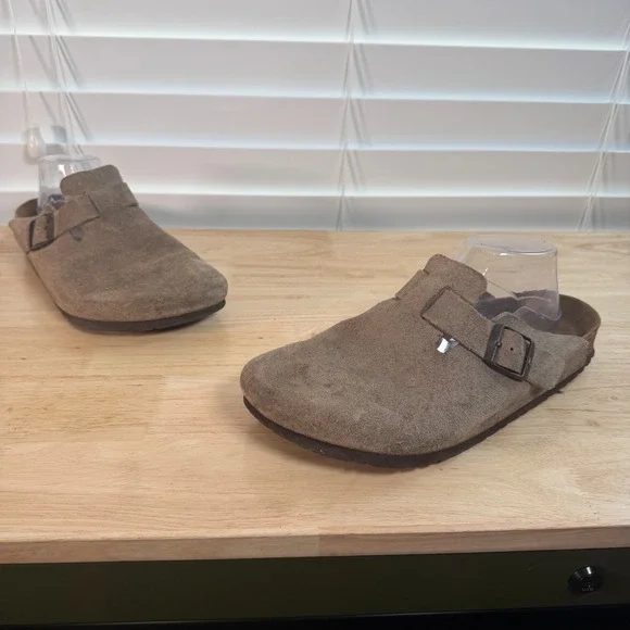 Birkenstock Boston Soft Footbed Clogs Men's Taupe Suede Slip On Casual - 11 44