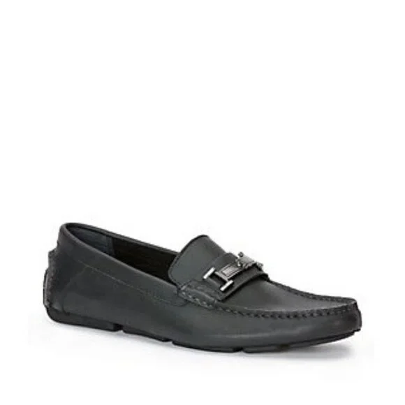 Calvin Klein Mens Black Magnus Logo Metal Bit Driving Loafer Shoes Size 10