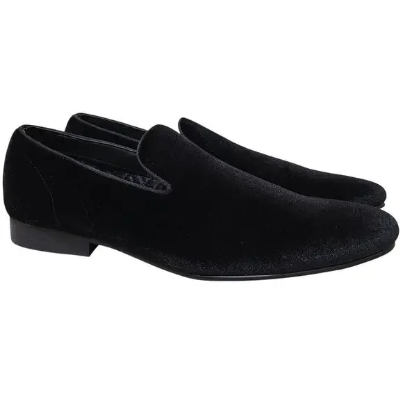 Steve Madden Men Laight Slip On Smoking Loafers Size US 8.5M Black Velvet