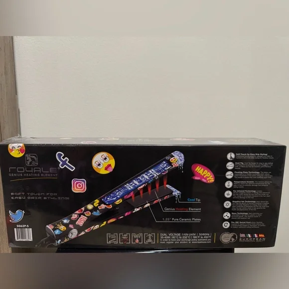 NIB Royale Black Hair Straightener with Emoji Design