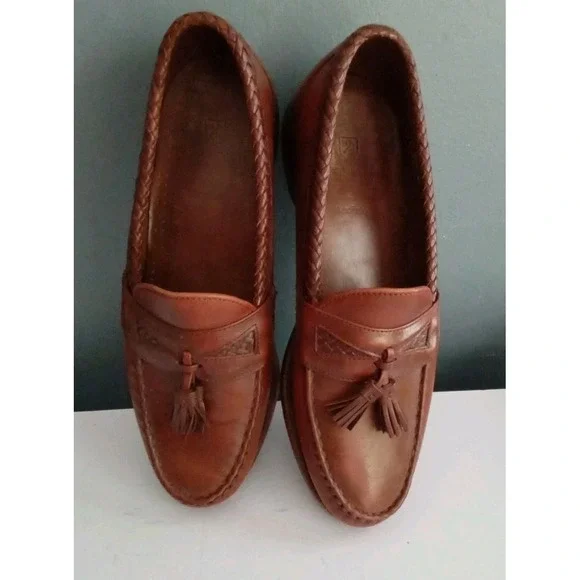 Leather Tassel Loafers Braided Trim Dress Shoes‎