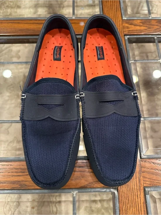 SWIMS Men's Size 13 Loafers Navy Blue Orange Mesh Water Shoes Boat