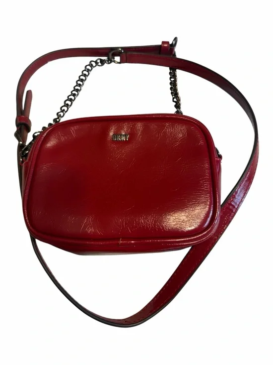 DKNY Red Leather Mini Camera Crossbody Bag
