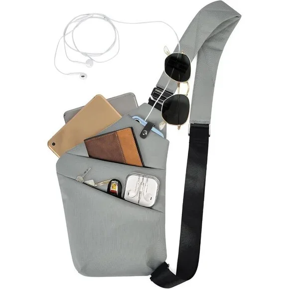 Lightweight PU Leather Sling Bag Anti Theft Crossbody Travel Shoulder Bag