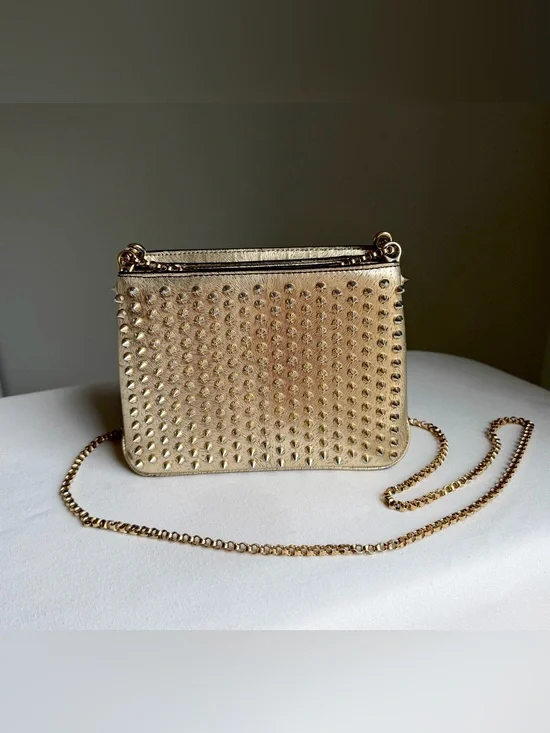 Christian Louboutin Metallic Gold Studded Crossbody