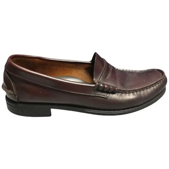 H . A Huntington Loafer Shoes Mens Size 8.5 Burgundy Leather Moc Toe Slip On