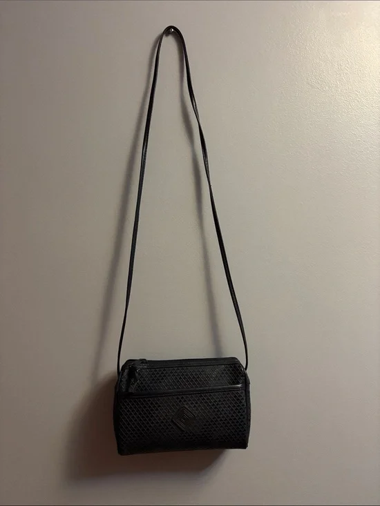 Black Textured Crossbody Bag
