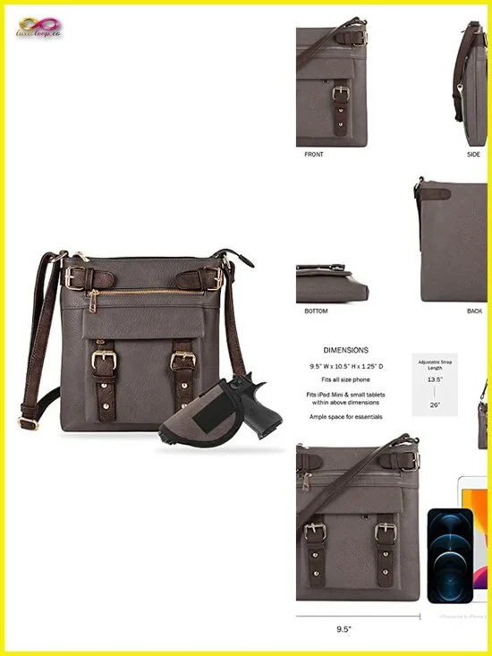 Concealed Carry Crossbody Bag with Lock Key Faux Leather