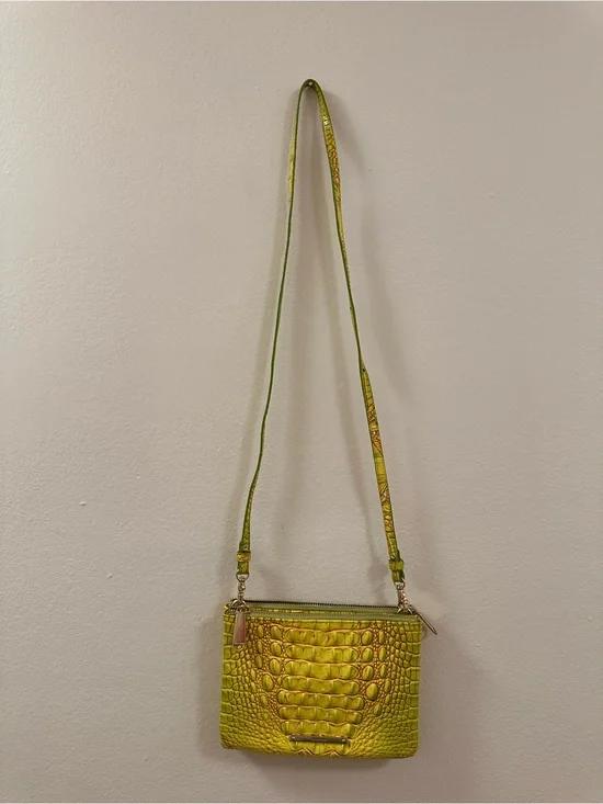 Brahmin Chartreuse Croc-Embossed Crossbody Bag