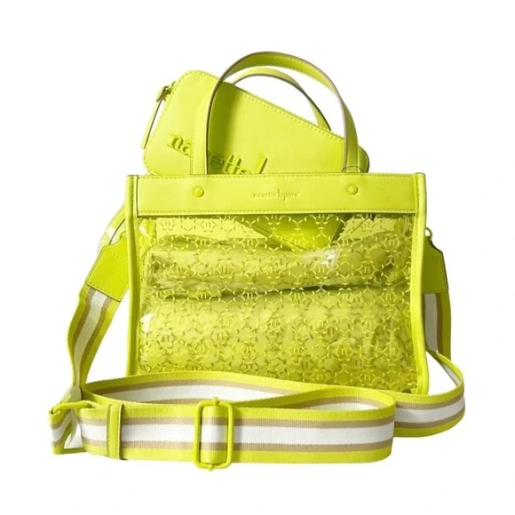 Nanette Lepore Clear Satchel Arianna Wild Lime Clear Plastic Vegan NWT