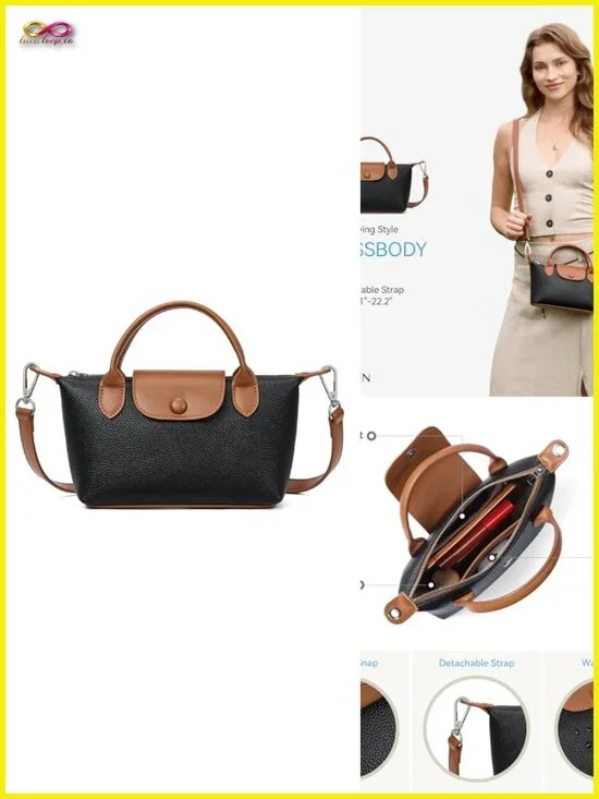 Mini Tote Crossbody Bag with Adjustable Strap Vegan Leather Purse