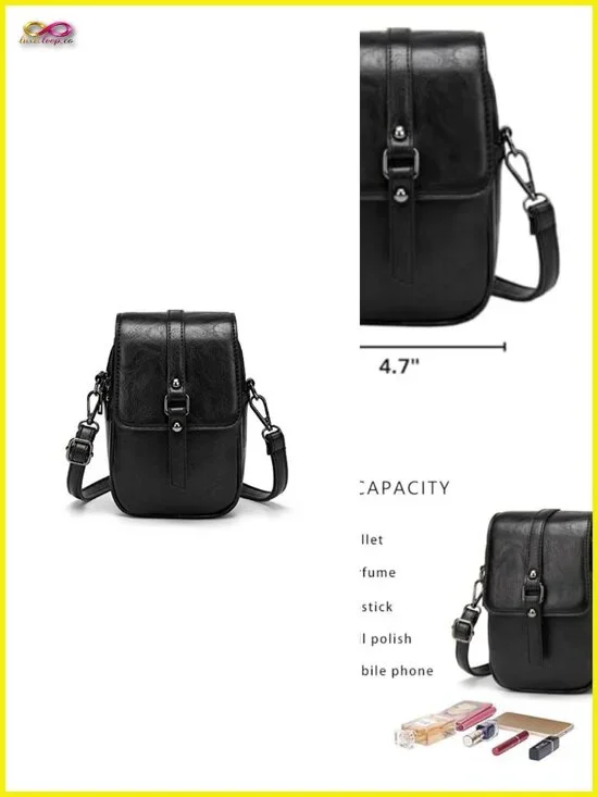 Vintage Small Crossbody Phone Bag for Women PU Leather Shoulder Handbag