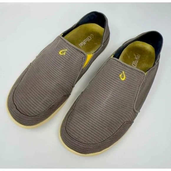 OluKai Nohea Mesh Slip On Shoes Mens 9.5 Taupe Brown‎ Casual Comfort Loafers
